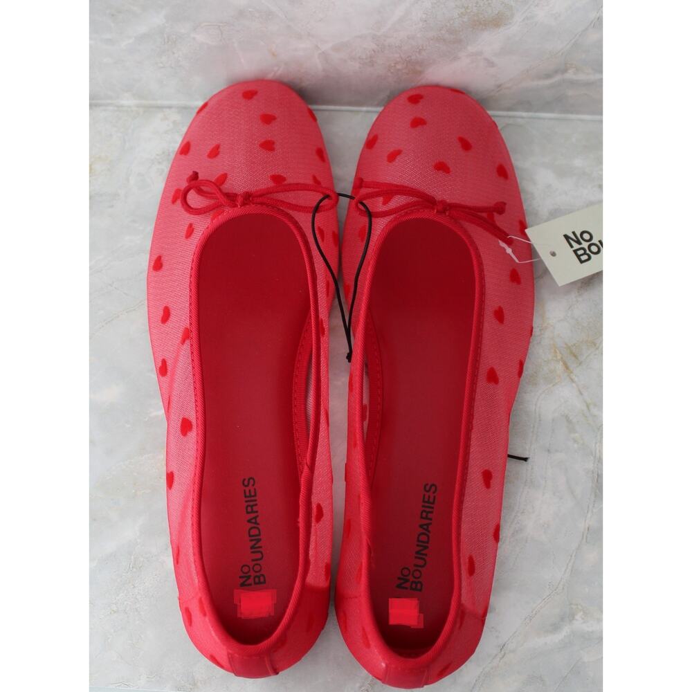 No Boundaries Womens Mesh Ballet Flats Red Multisize NWT